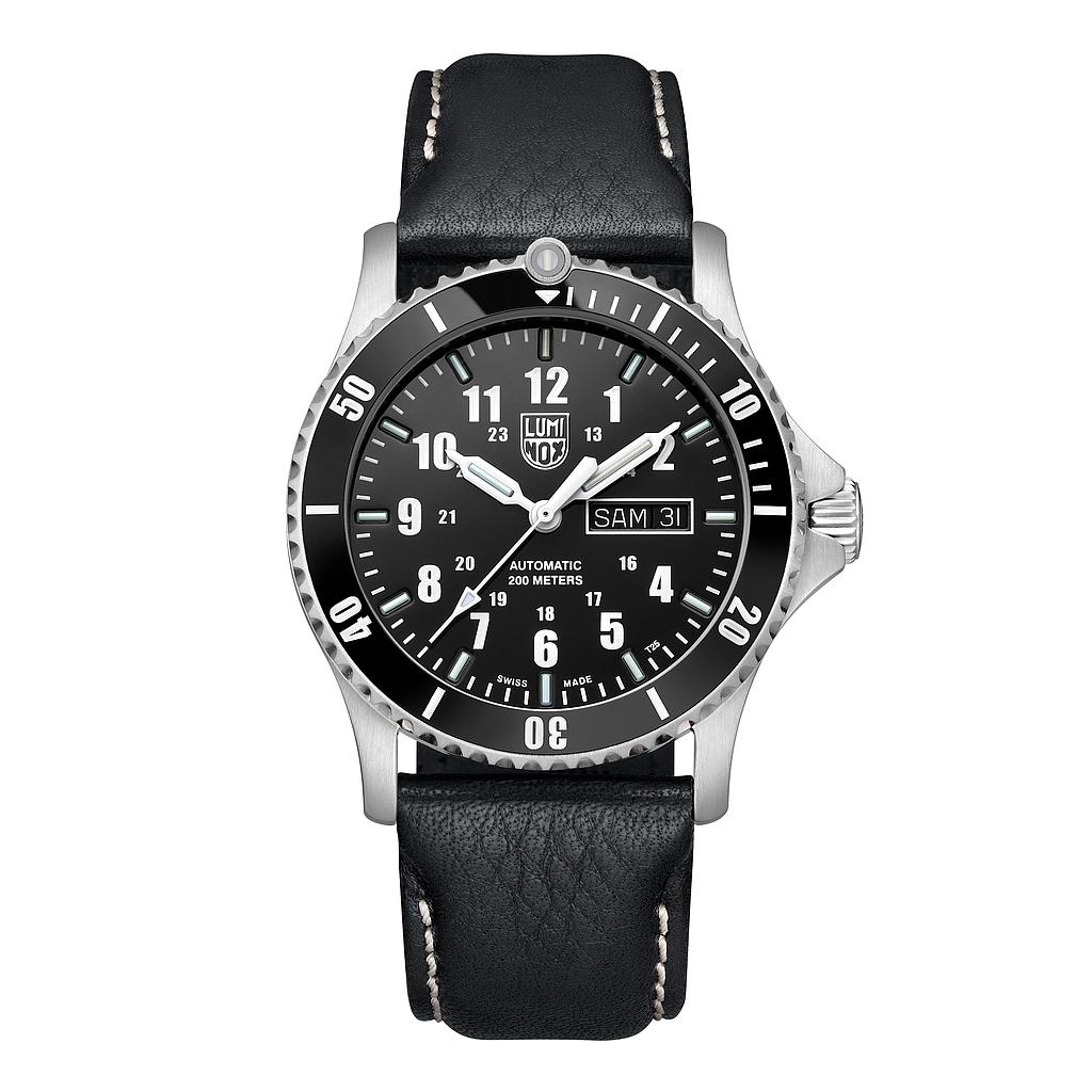 [P0005255] LUM 0921, S/S CASE, BLACK LEATHER STRAP