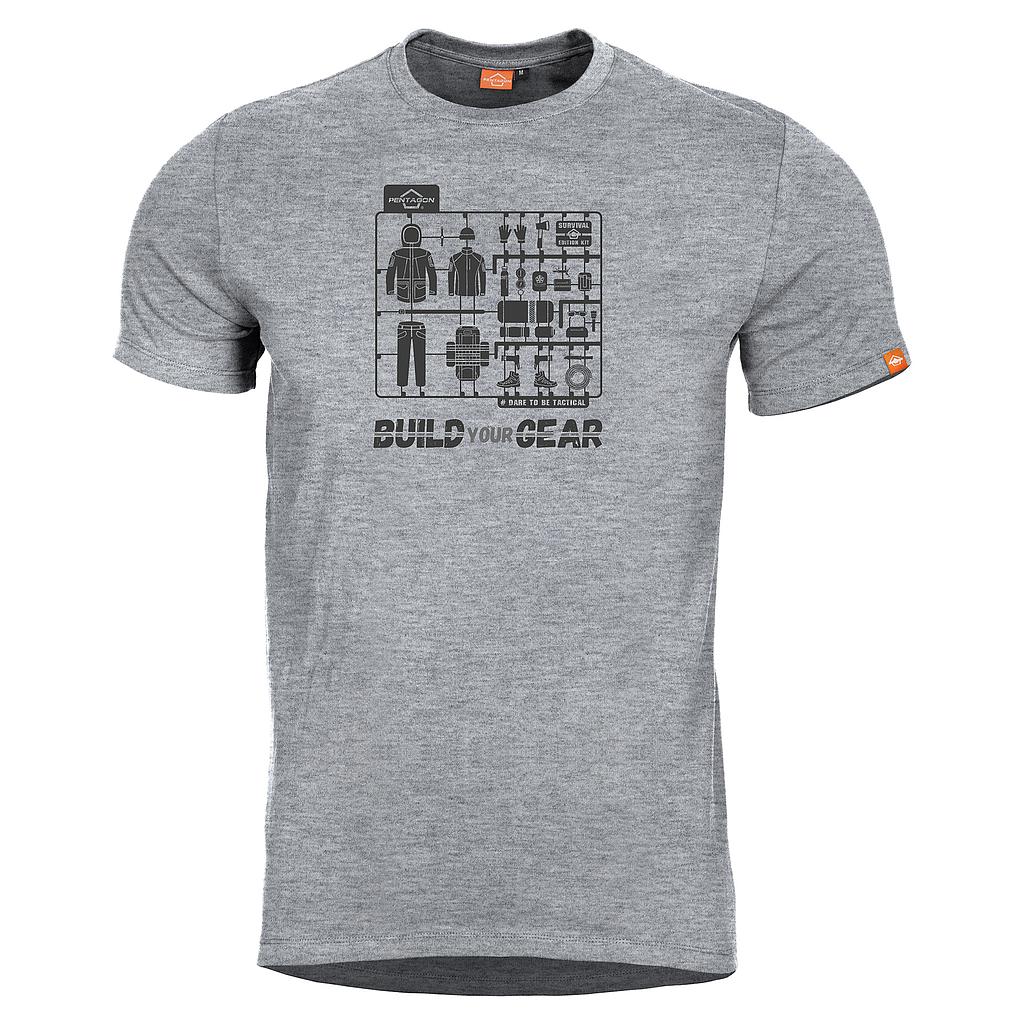 [P0025558-MELANGE-L] AGERON T-SHIRT "BUILD YOUR GEAR" (L)